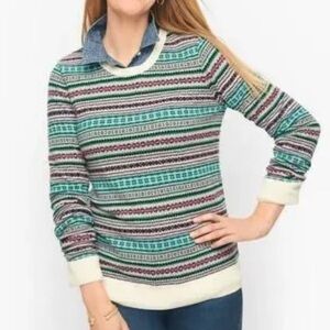 Talbots Lamb’s Wool Blend Fair Isle Sweater, Small Petite